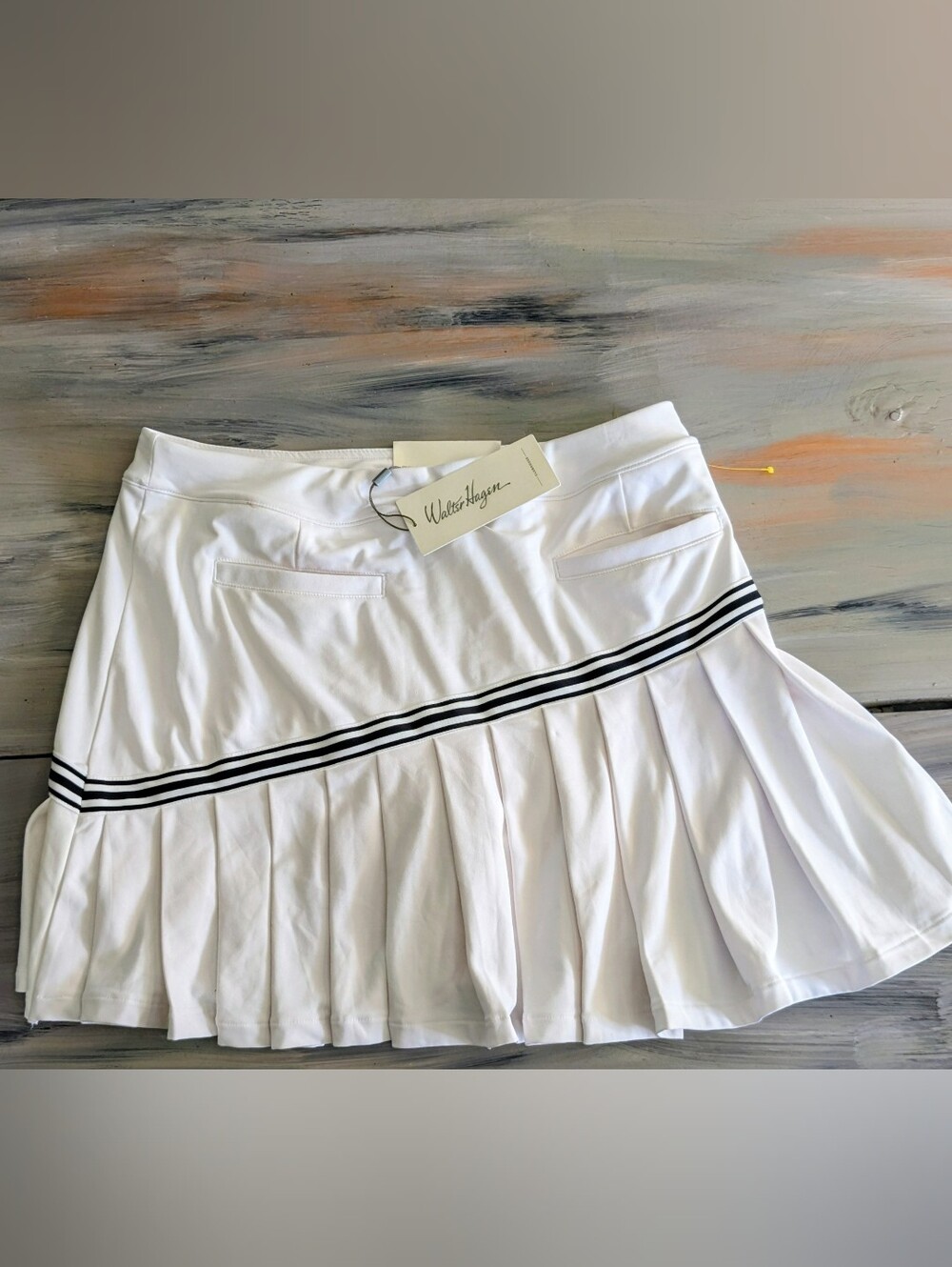 Walter Hagen White Pleated L Tennis Skort Stripe